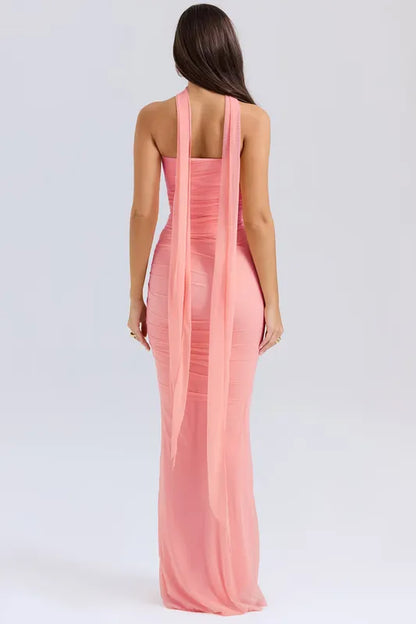 Draped Mesh Corset With Skirt Set