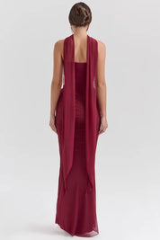 Draped Mesh Corset With Skirt Set