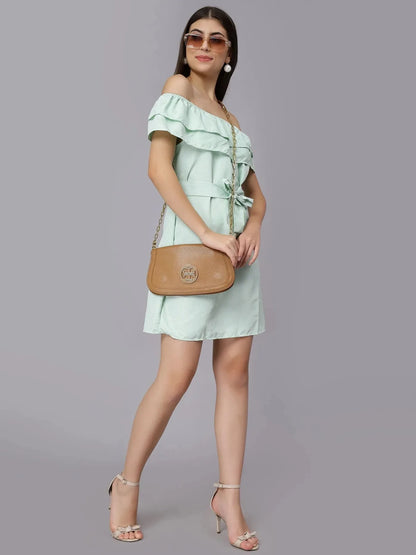 Striped Off-Shoulder Short Dress
