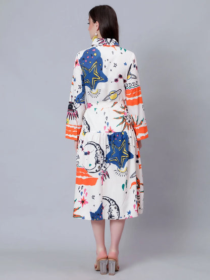 Galaxy Printed Shirt Dress