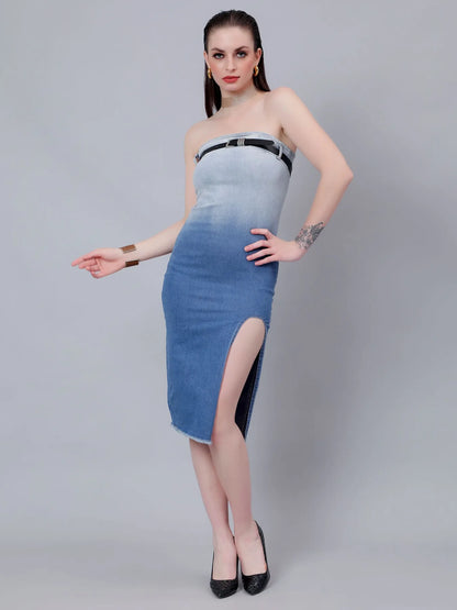 Gradient Tube Denim Dress