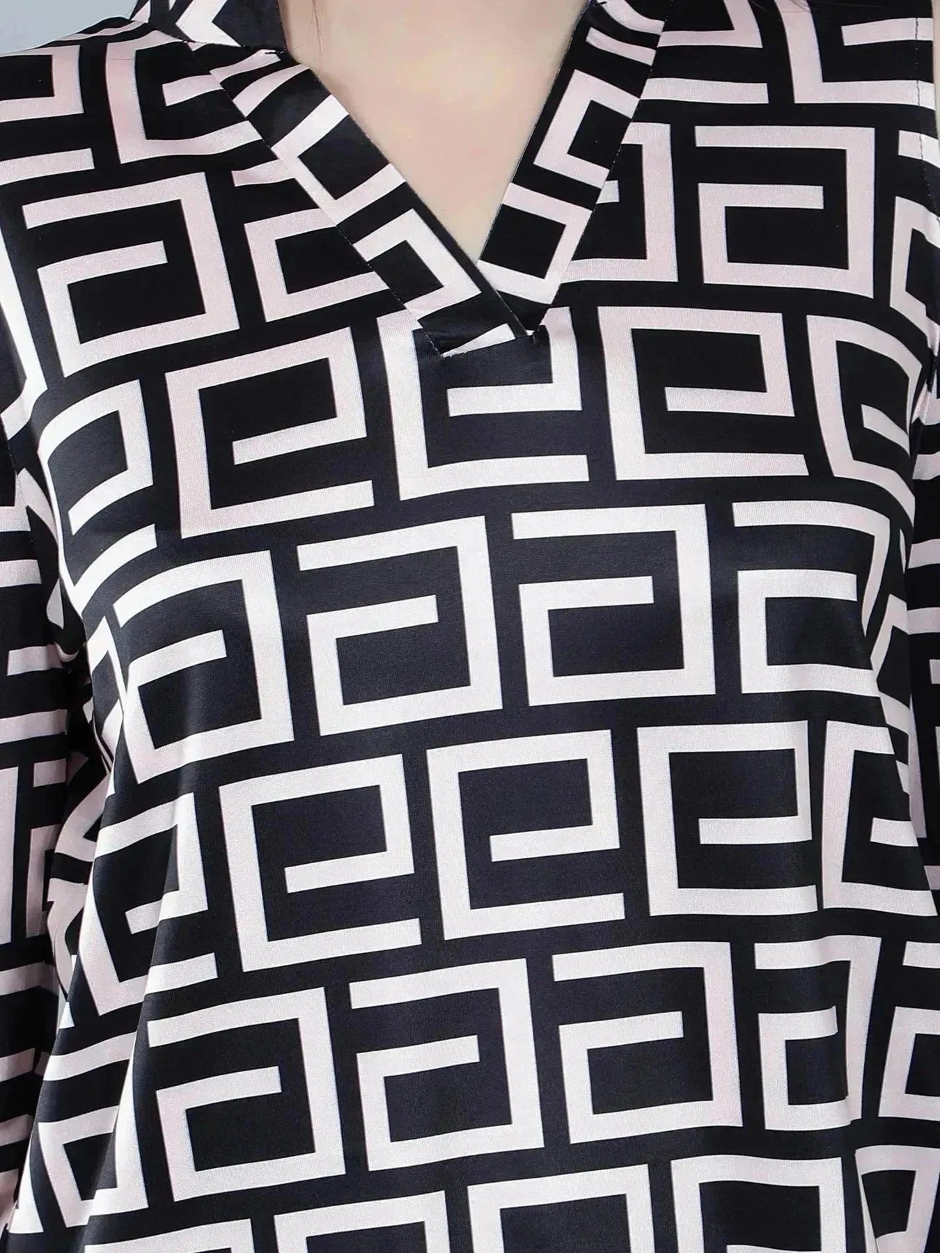 Geometrical Cold Shoulder Blouse