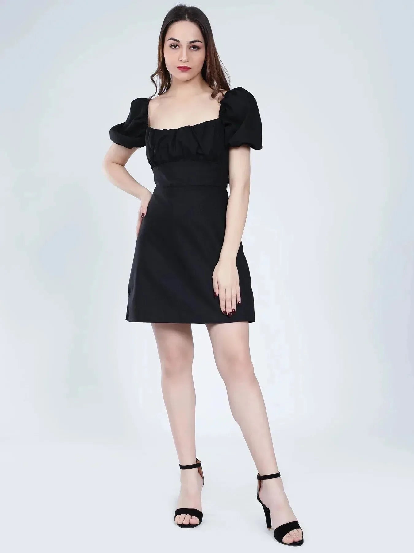Off Shoulder Puff Sleeves Dress