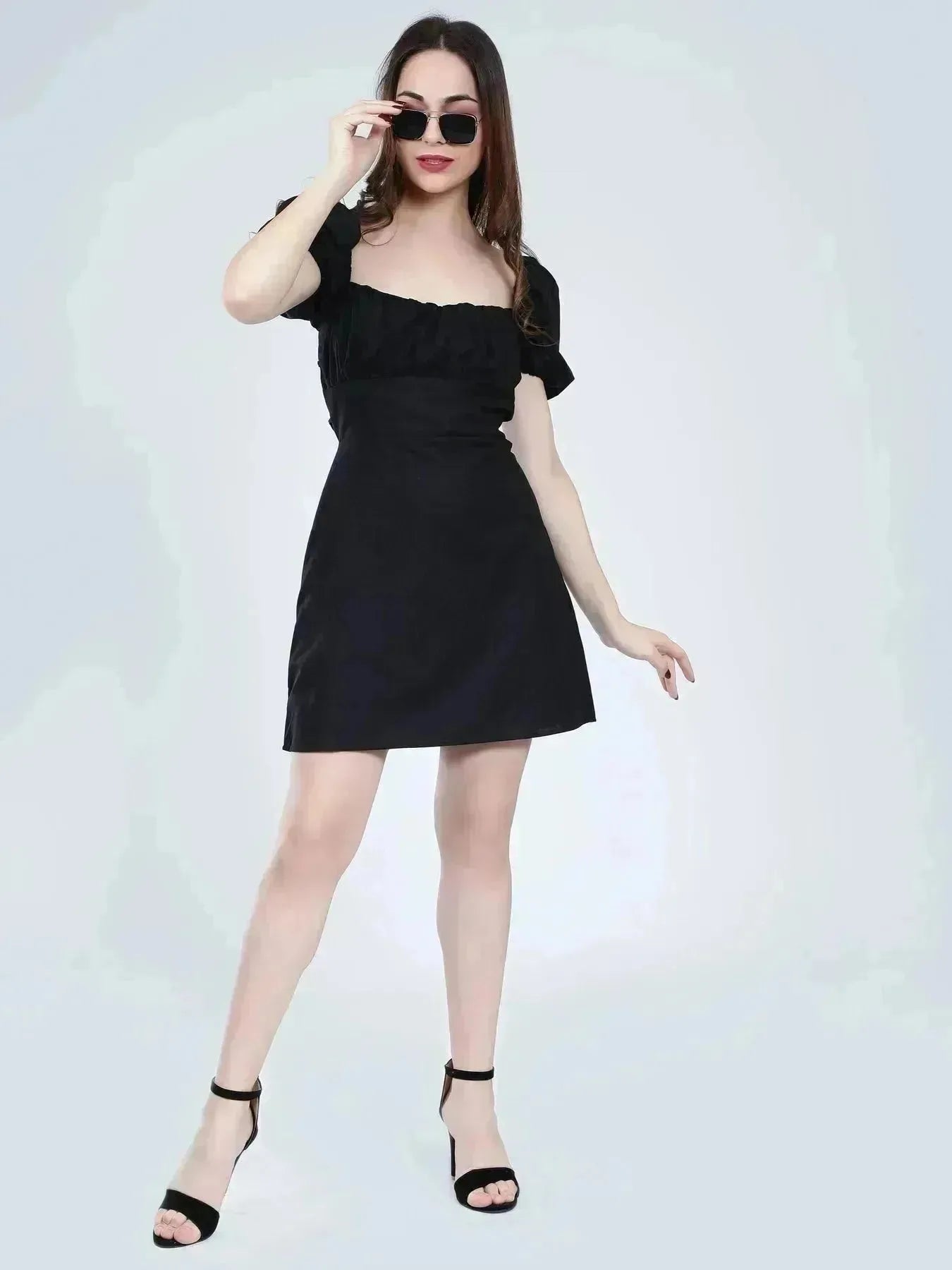 Off Shoulder Puff Sleeves Dress