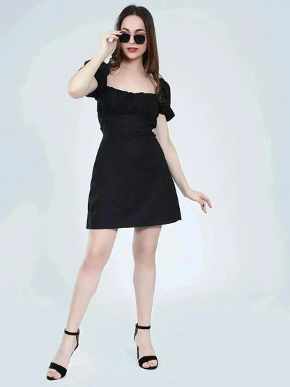 Off Shoulder Puff Sleeves Dress