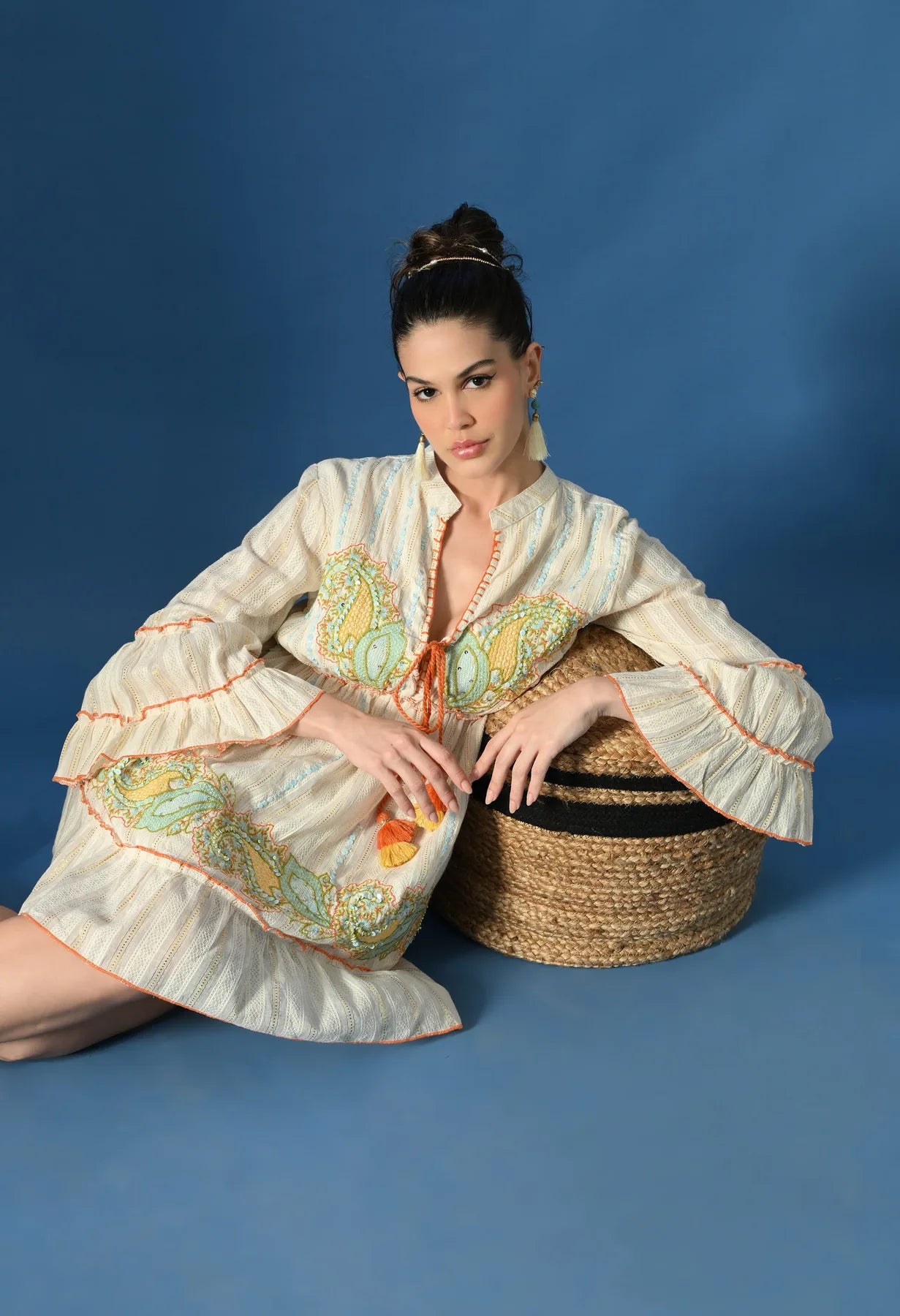 Orange Paisley Charm Short Dress