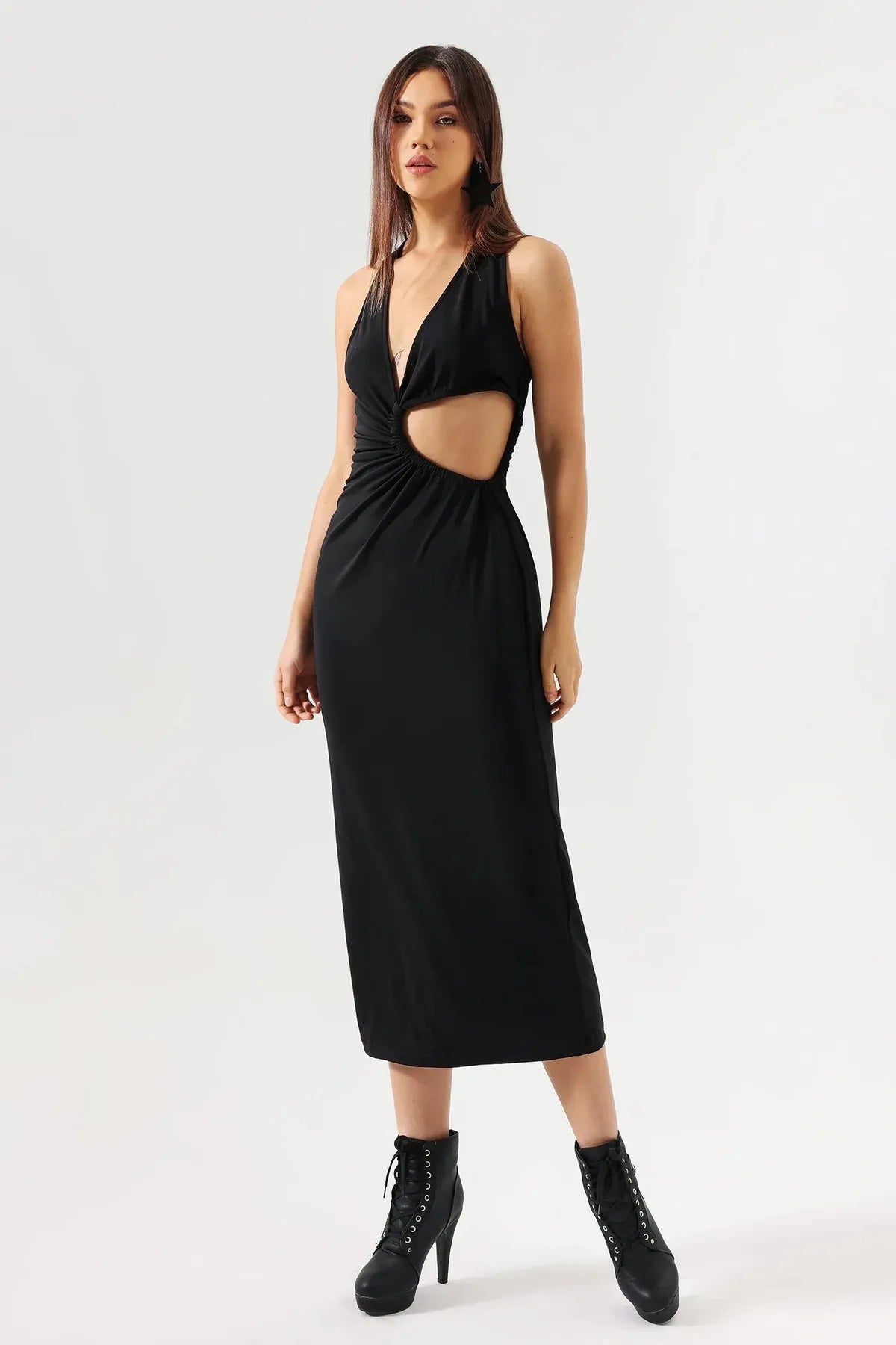 Cutout Detail Midi Dress