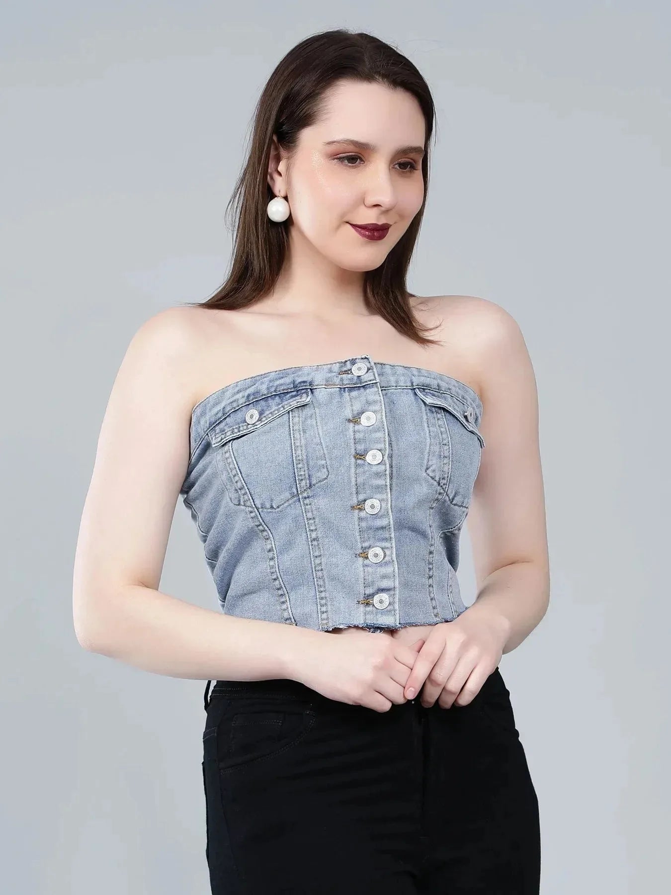 Denim Corset Crop Top