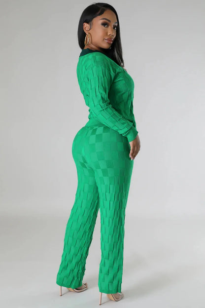 Checkerboard Knitted Two Piece Set