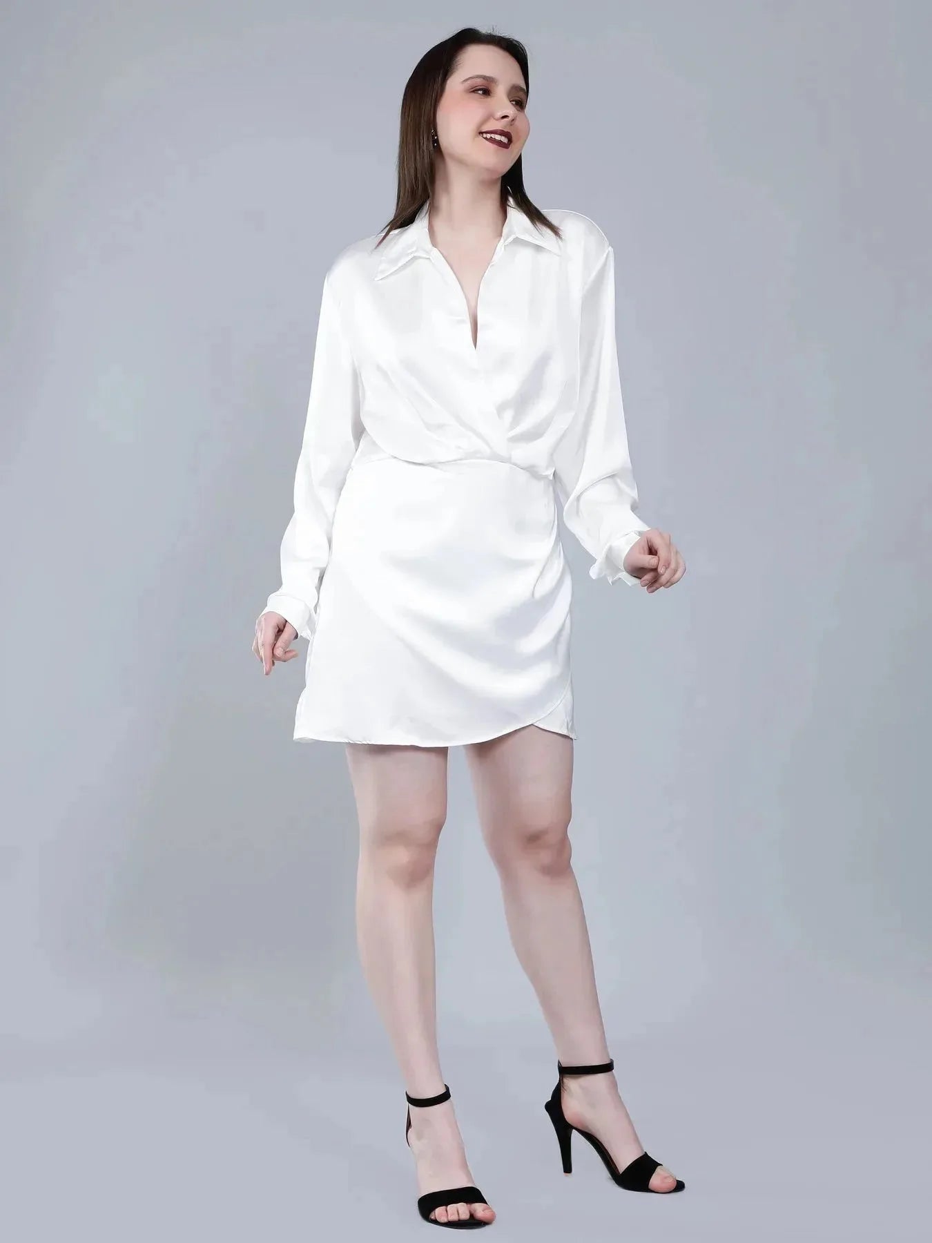 Satin Wrap Short Dress