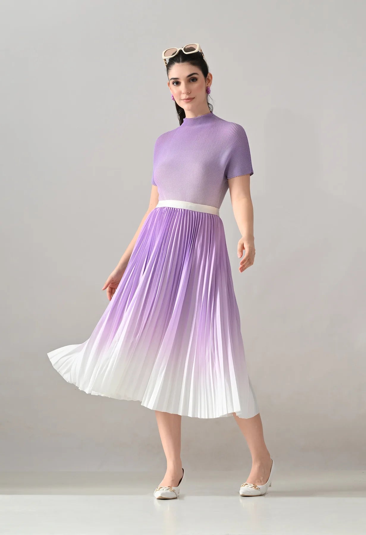 Ombre Pleated Two-Piece Set