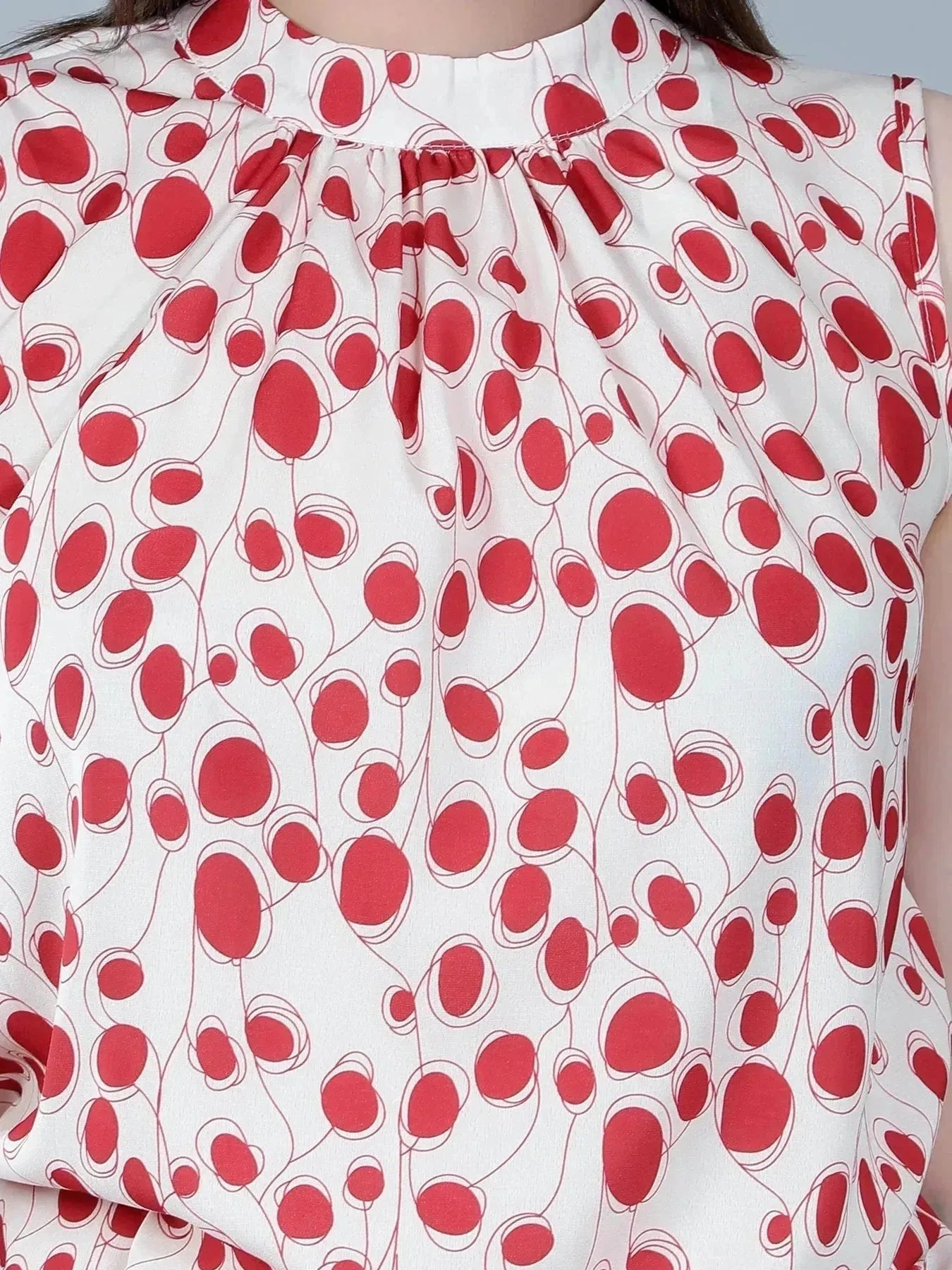 Band Neck Sleeveless Blouse