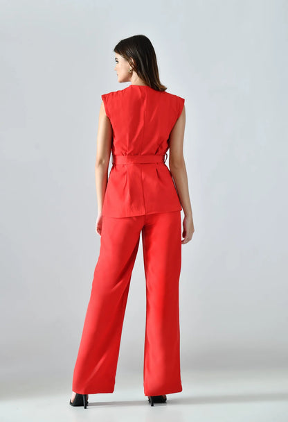 Classy Belted Two-Piece Set