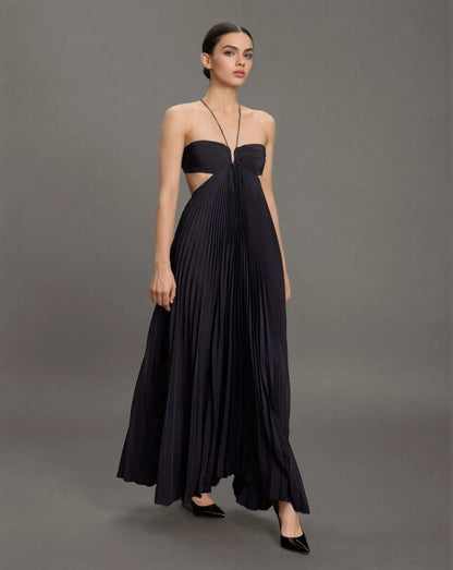 Cut-Out Pleated Maxi Dress