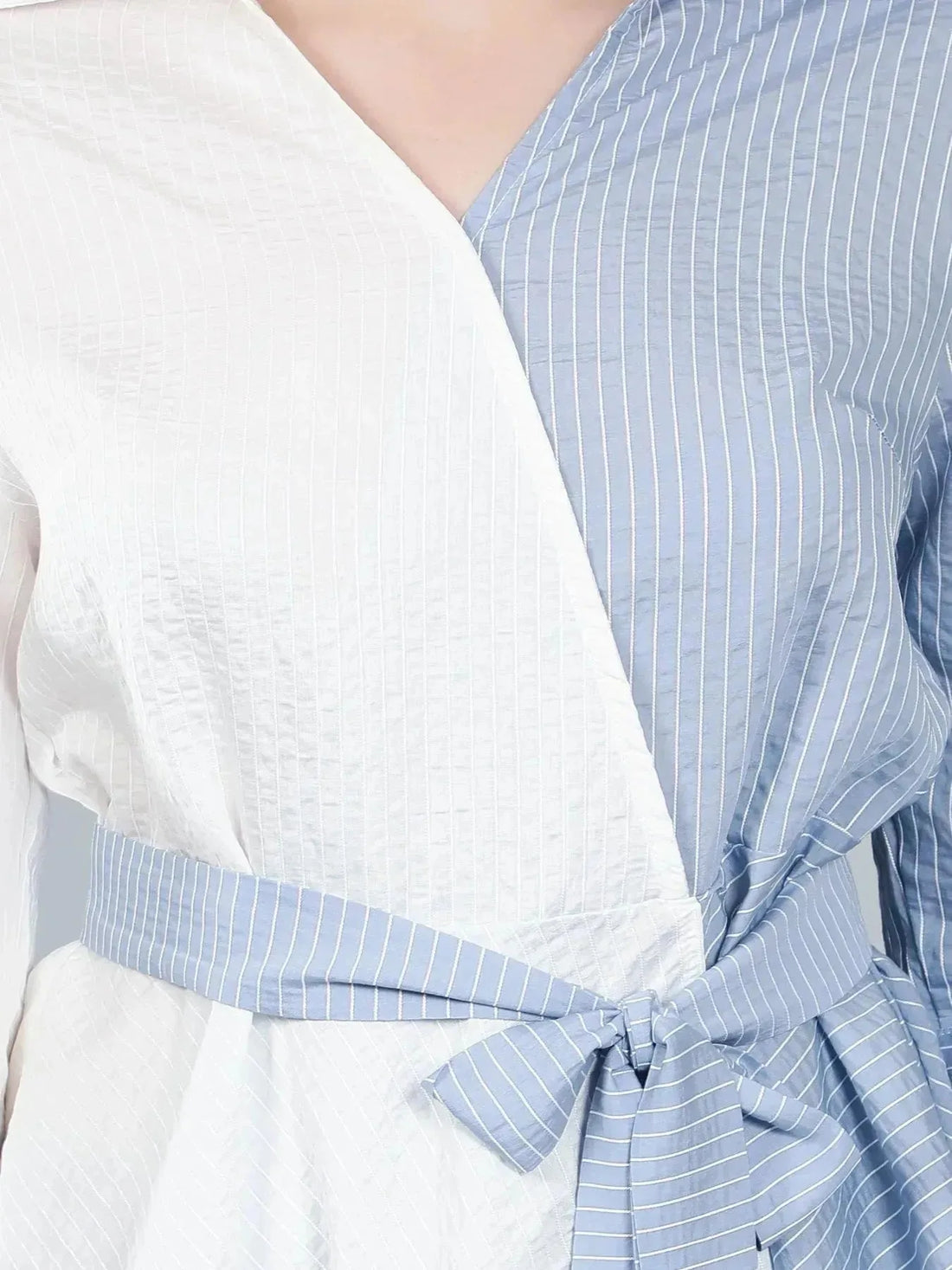 Colorblock Overlap Assymetrical Belted Top