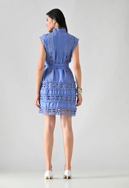 Cut-Out Belted Short Dress