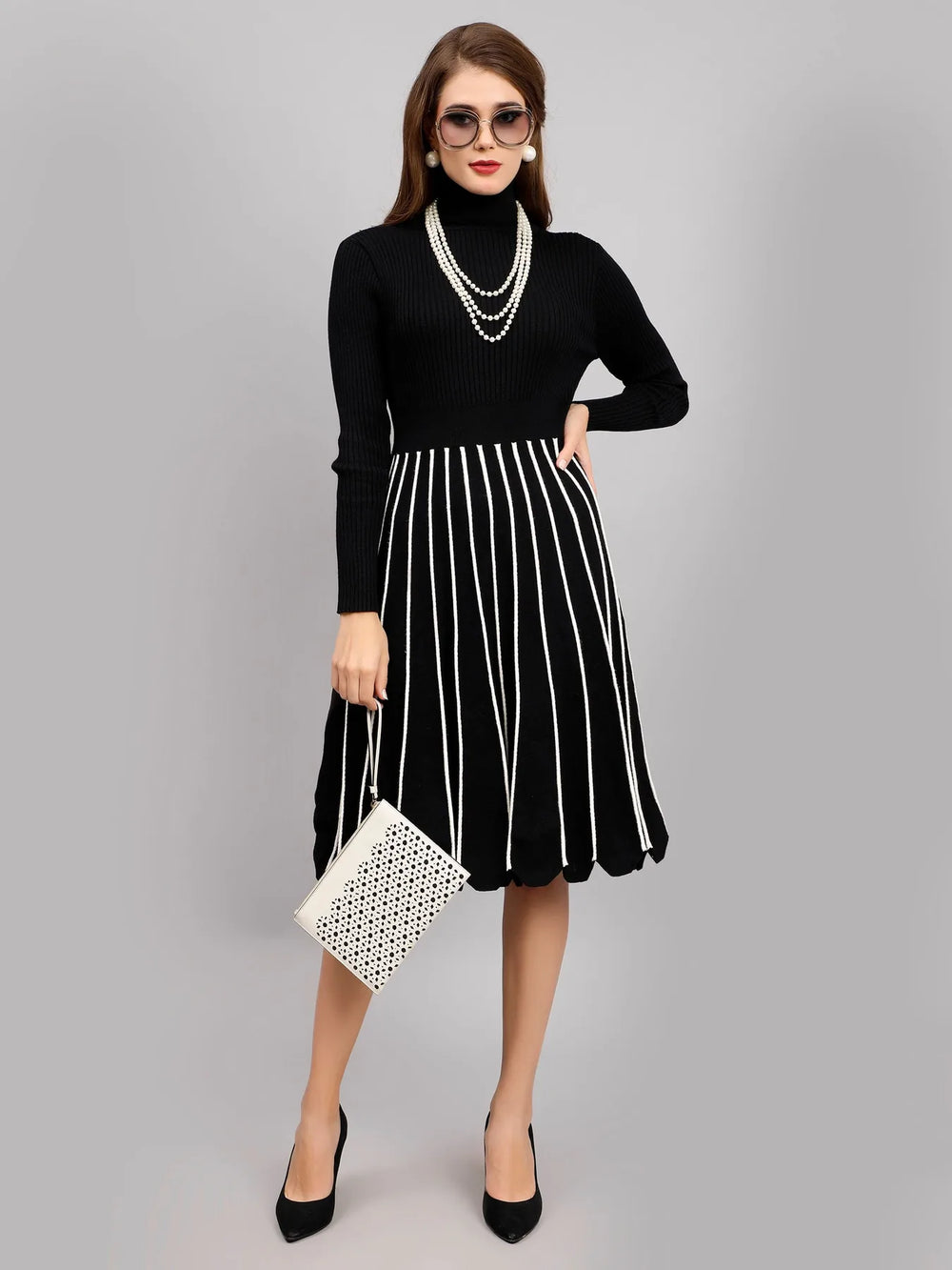 Elegant Winter Scallop Dress