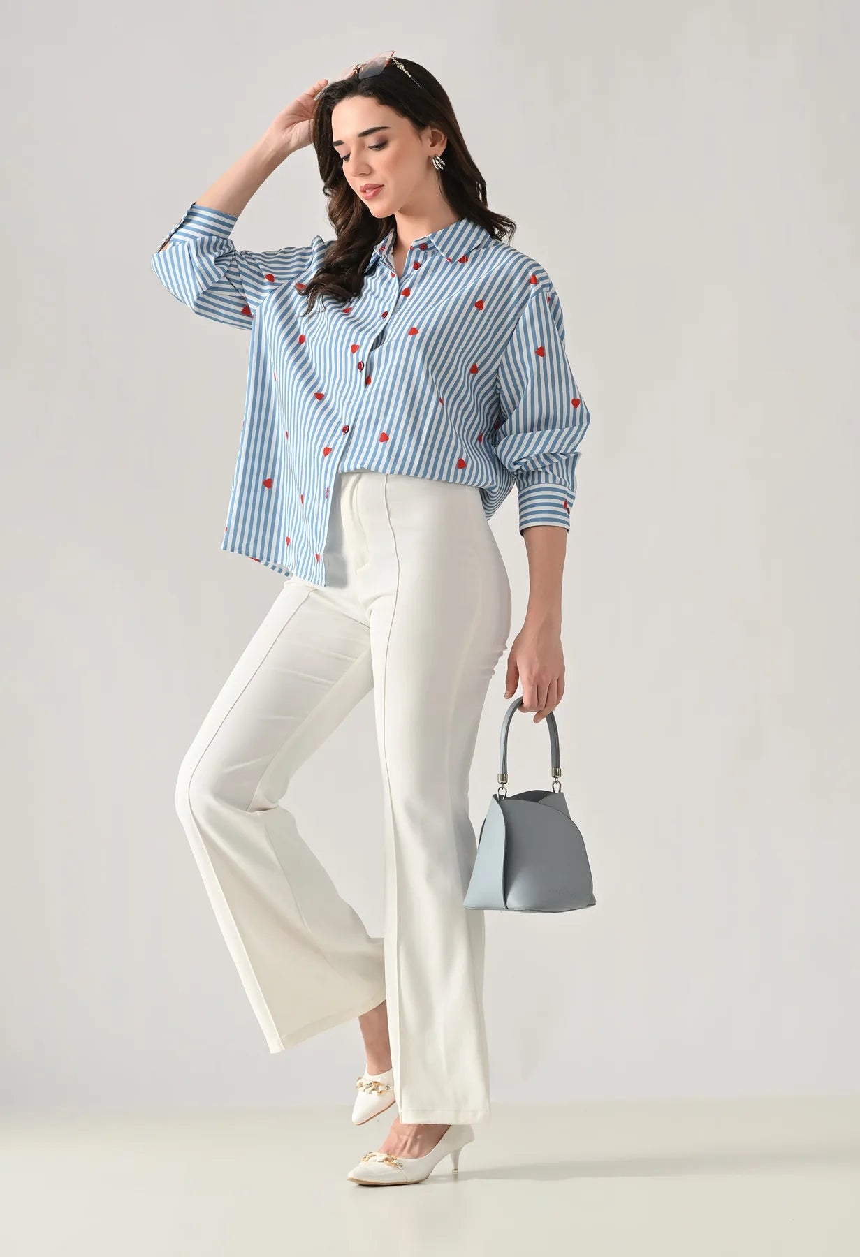 Striped Shirt With Heart Print