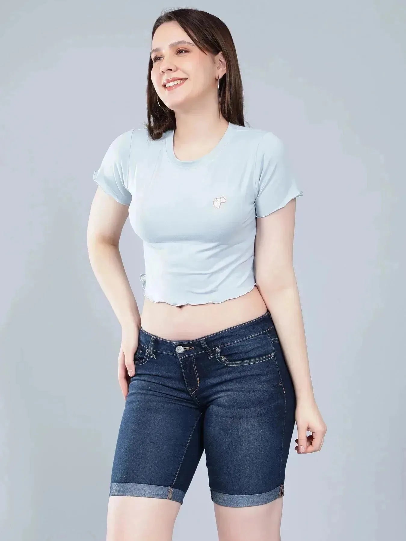 Strawberry Embroidery Crop Tee