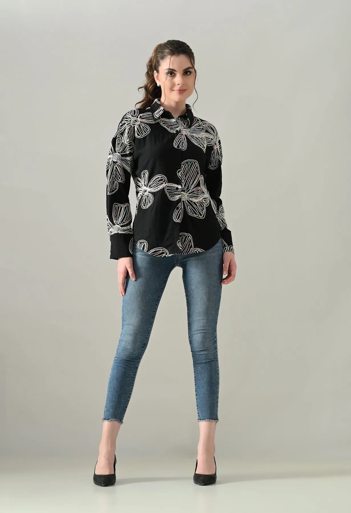 Floral Melody Embroidered Shirt