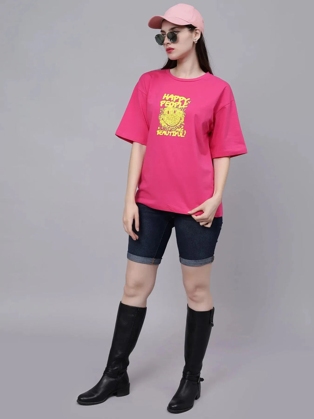 Smiley Oversized Cotton T-Shirt