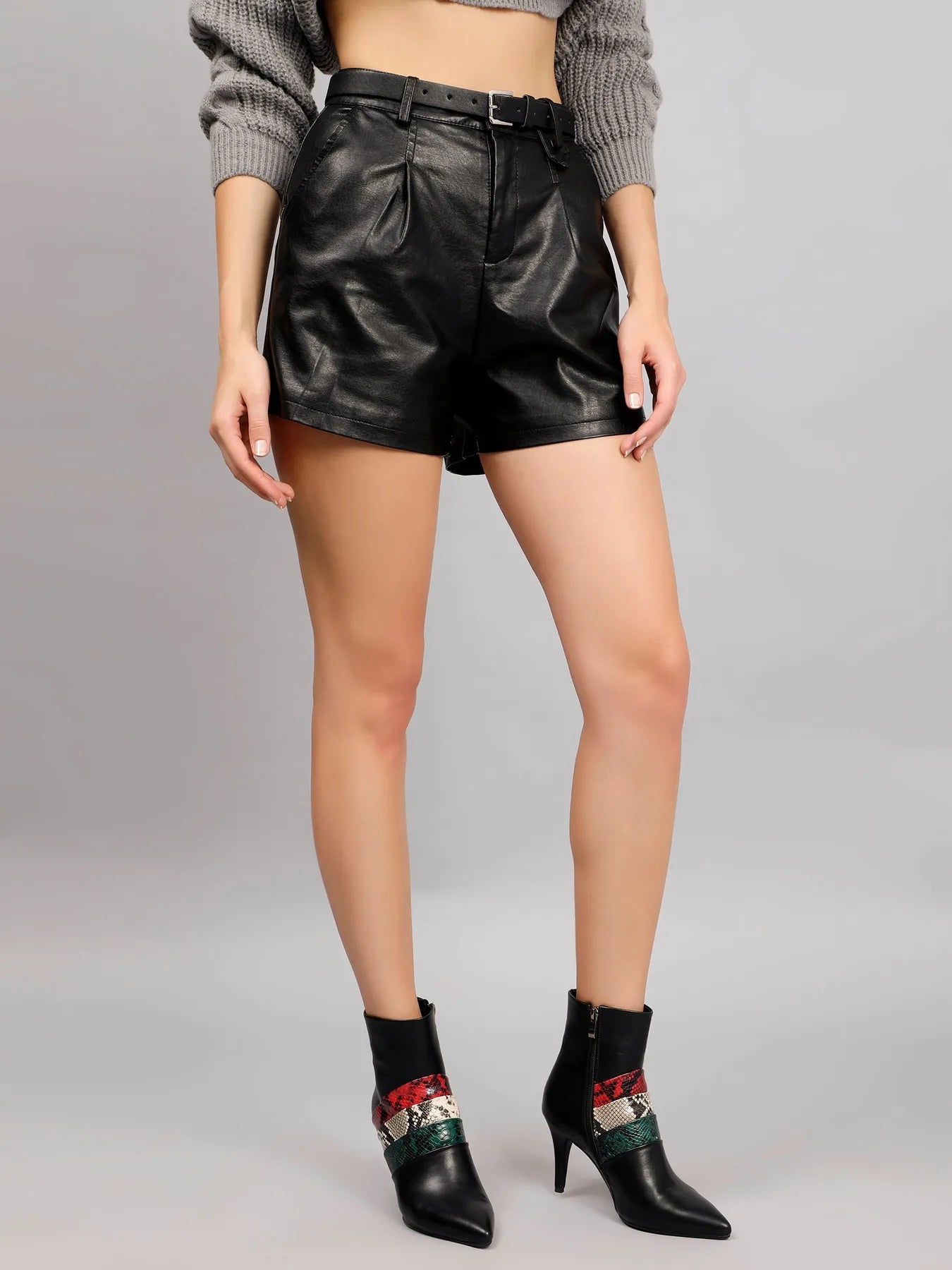 High Waisted Leather Shorts