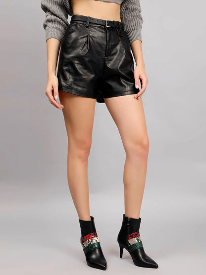 High Waisted Leather Shorts