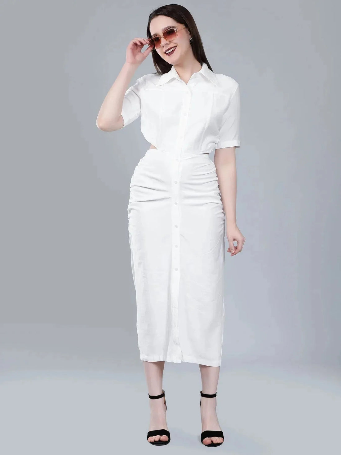 Back Cutout Shirt Dress