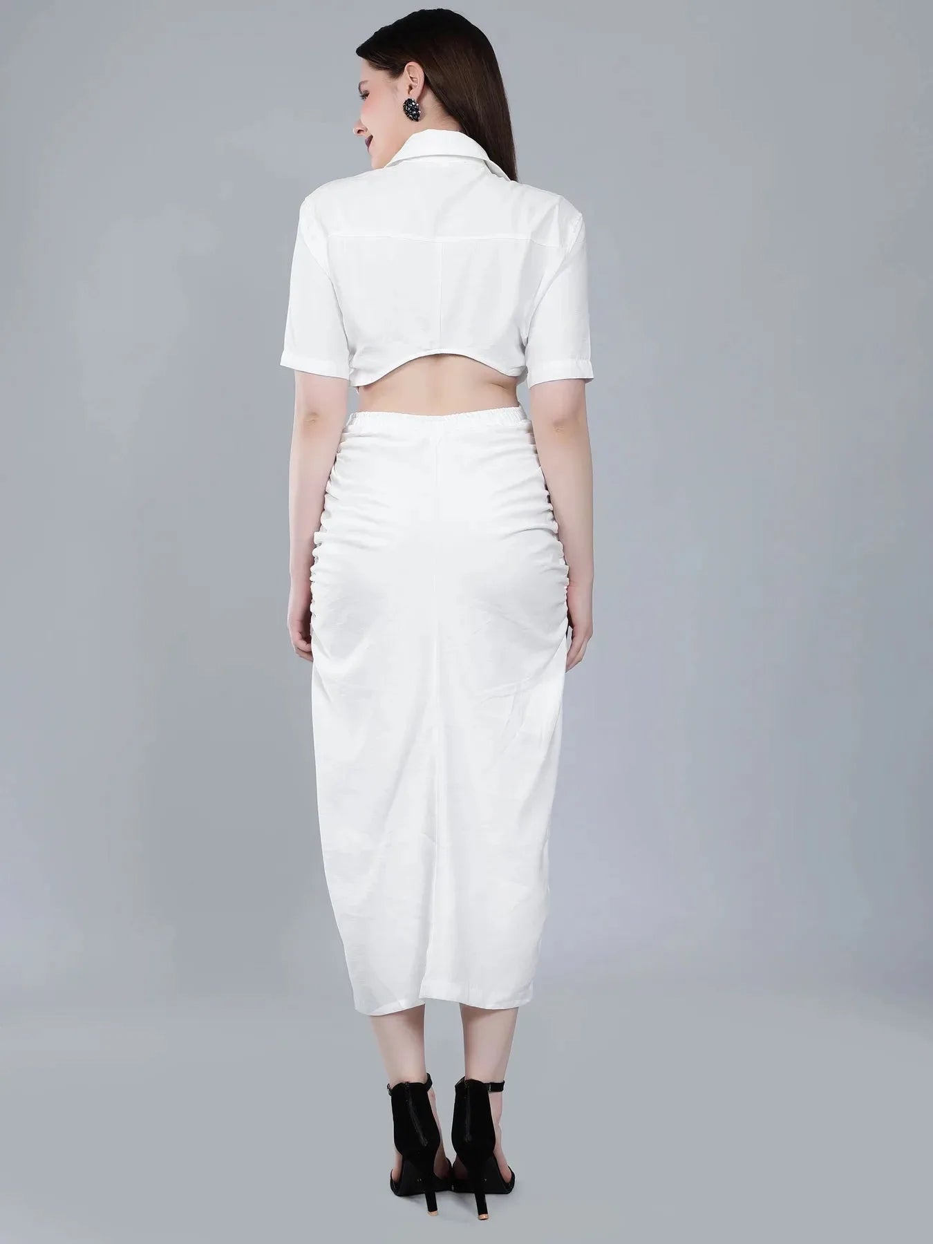 Back Cutout Shirt Dress