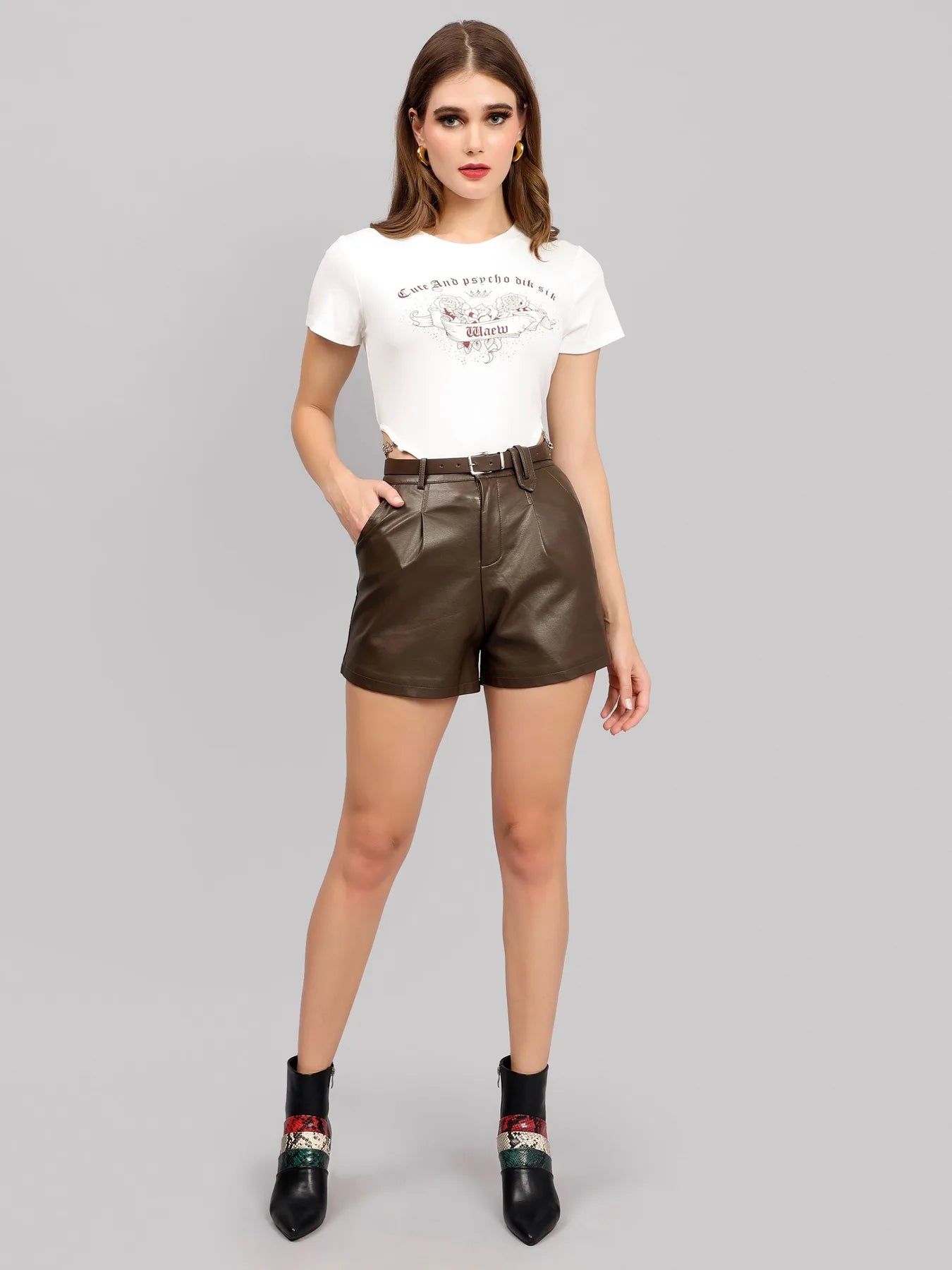 High Waisted Leather Shorts