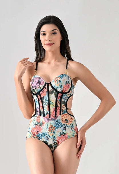 Corset-Style Monokini With Sarong
