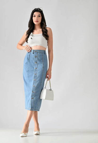 Frontline Button Midi Skirt