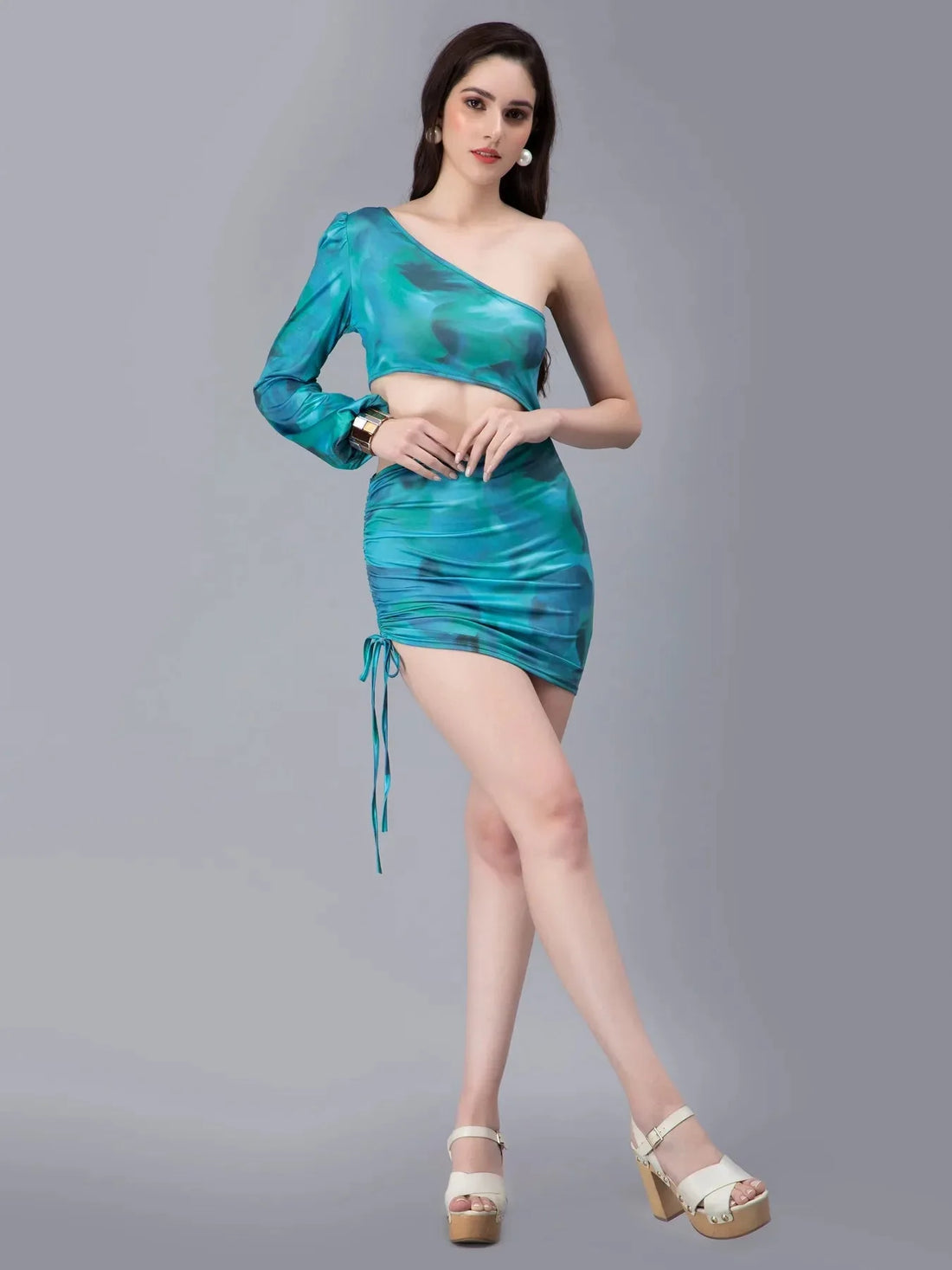 Smudge Camo Print Cutout Bodycon Dress