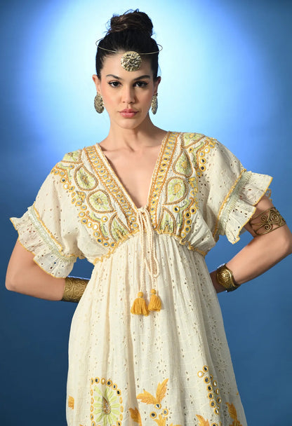 Mirror Glow Schiffli Maxi Dress