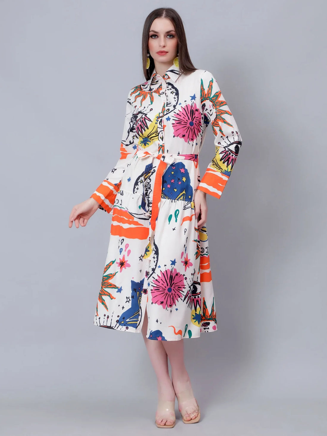 Galaxy Printed Shirt Dress
