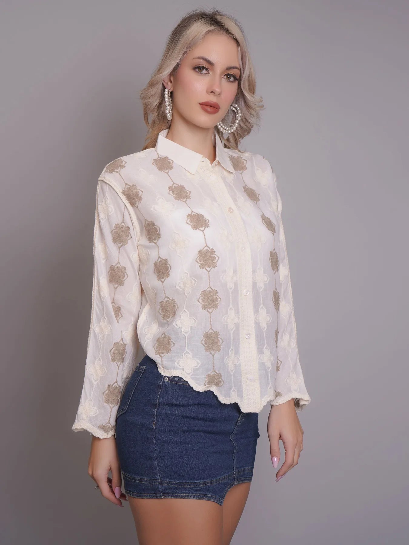 Chain Stitch Embroidered Shirt