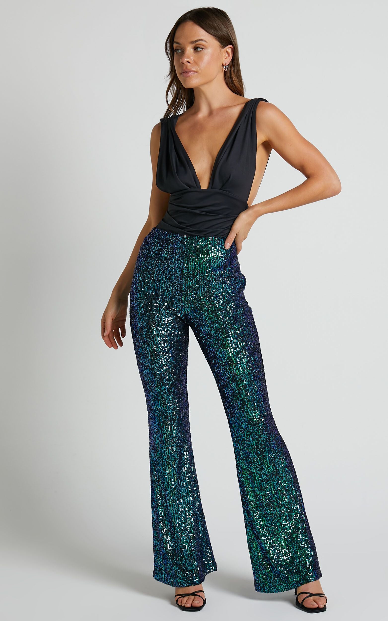 High Waisted Sequins Trousers