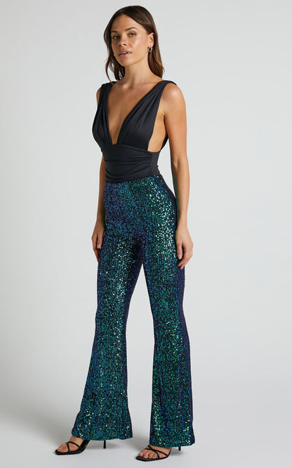 High Waisted Sequins Trousers