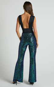 High Waisted Sequins Trousers