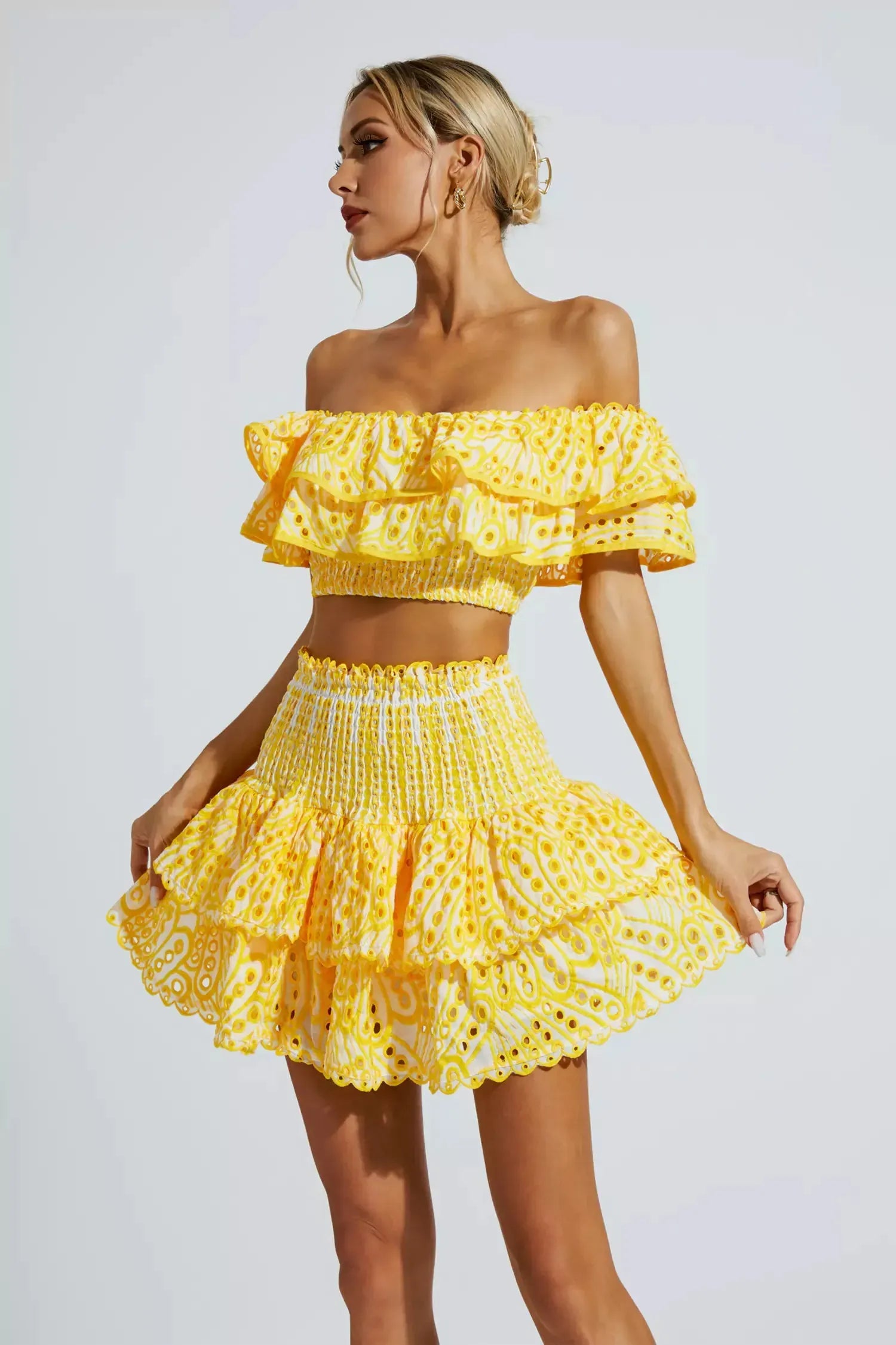 Cutout Off-Shoulder Two-Piece Set