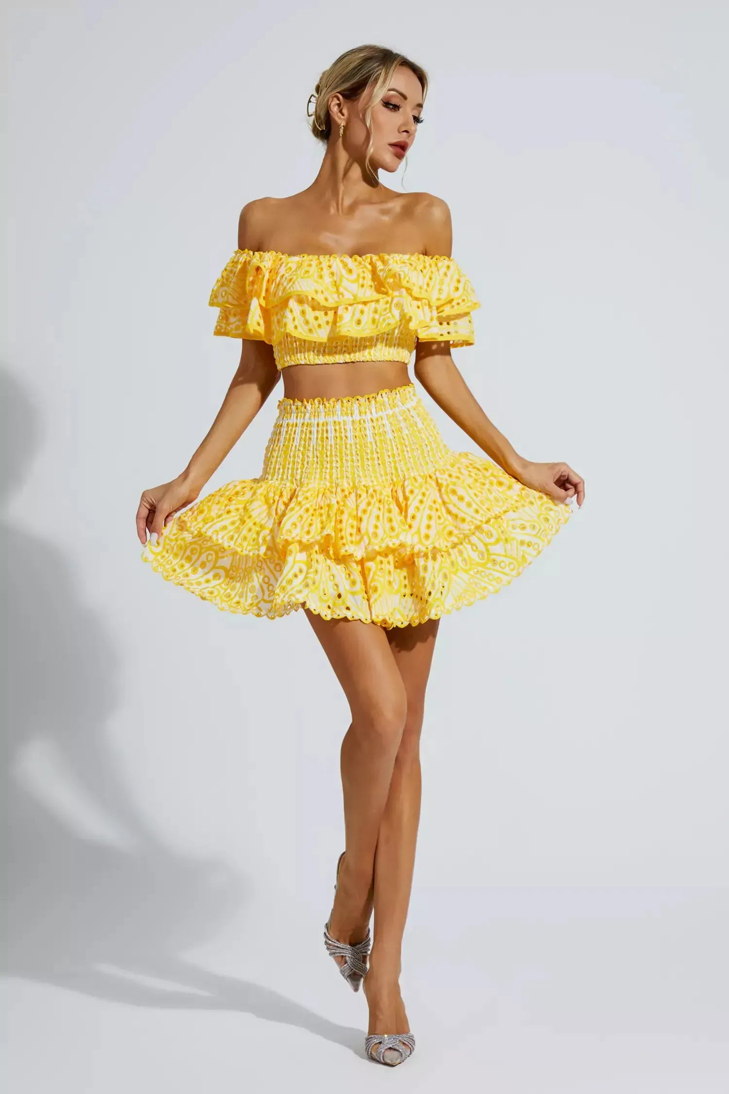 Cutout Off-Shoulder Two-Piece Set