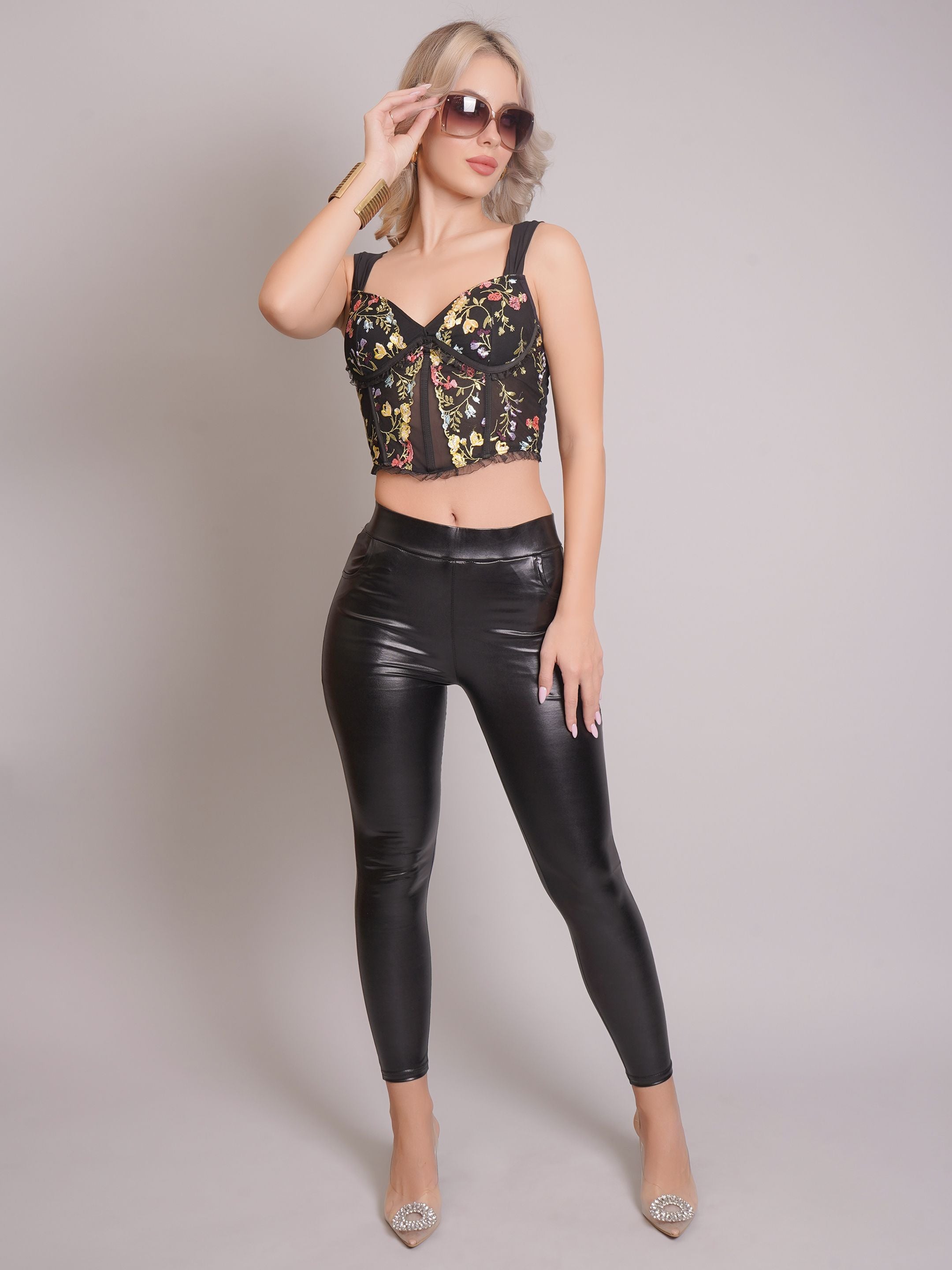 Floral Embroidery Corset Top