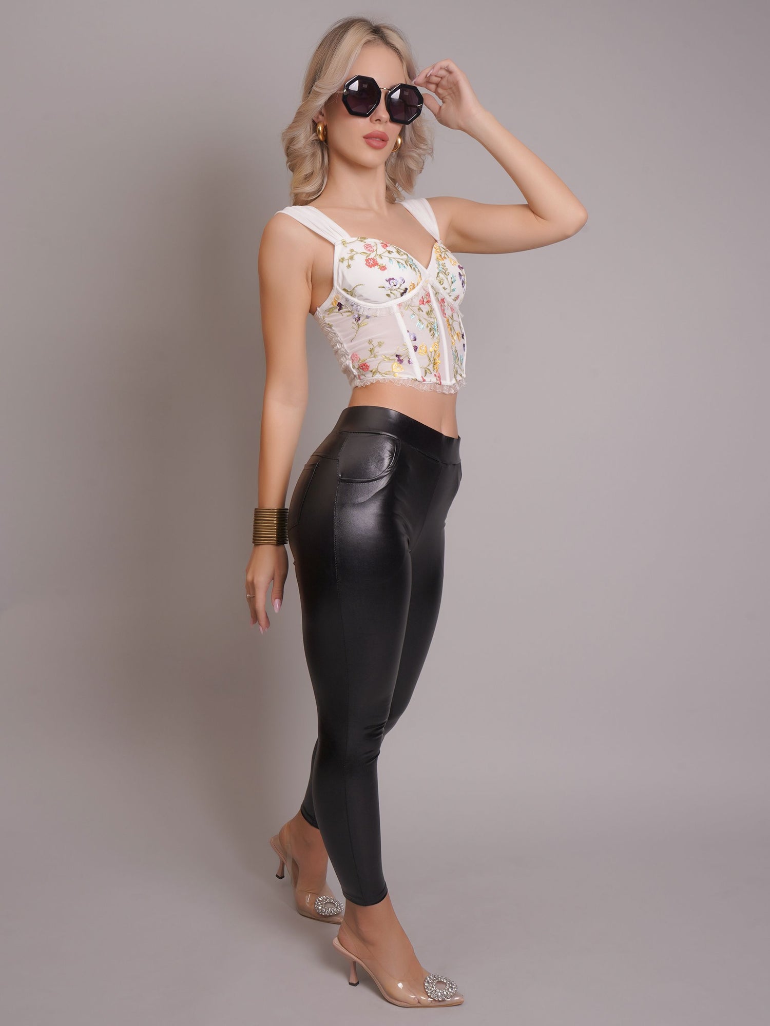 Floral Embroidery Corset Top
