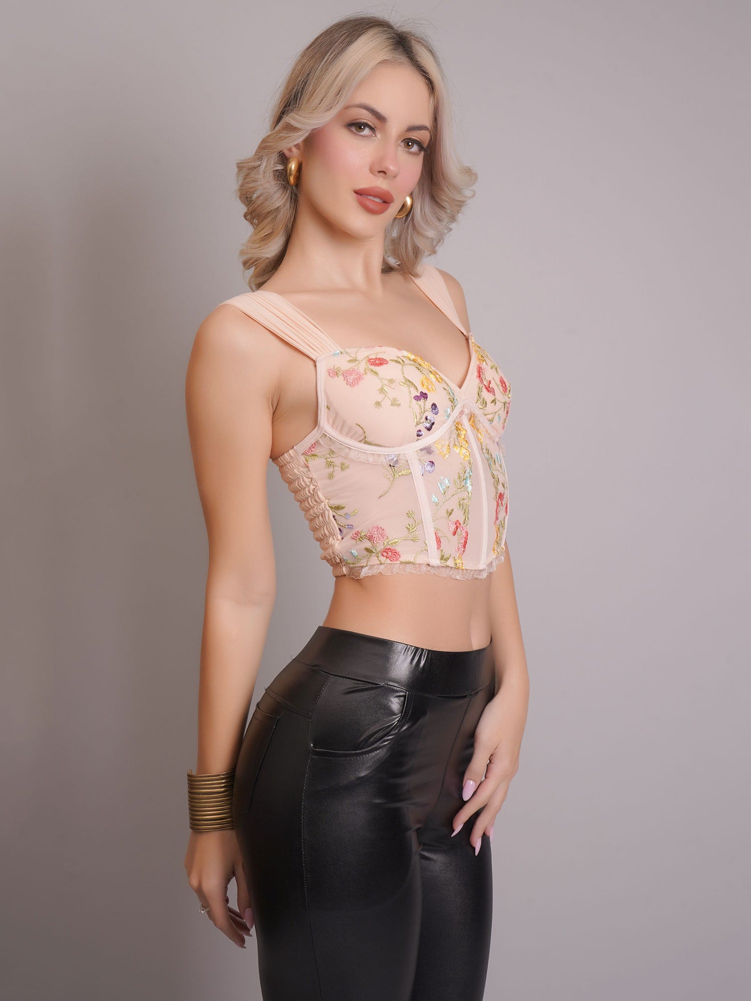 Floral Embroidery Corset Top