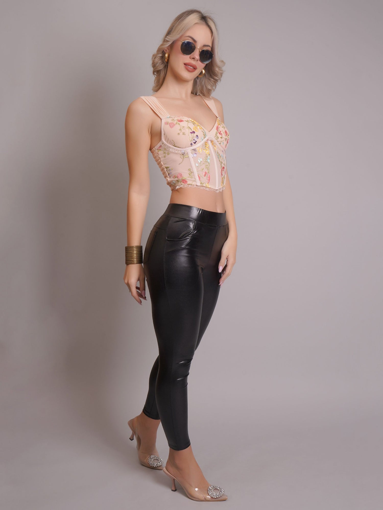 Floral Embroidery Corset Top