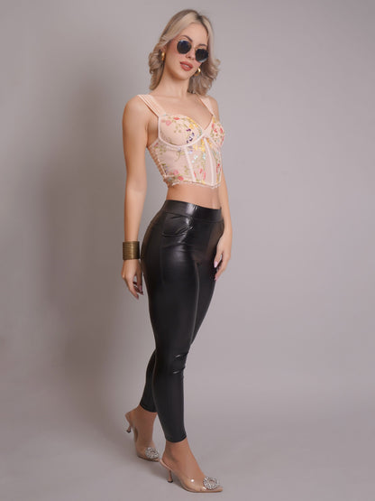 Floral Embroidery Corset Top