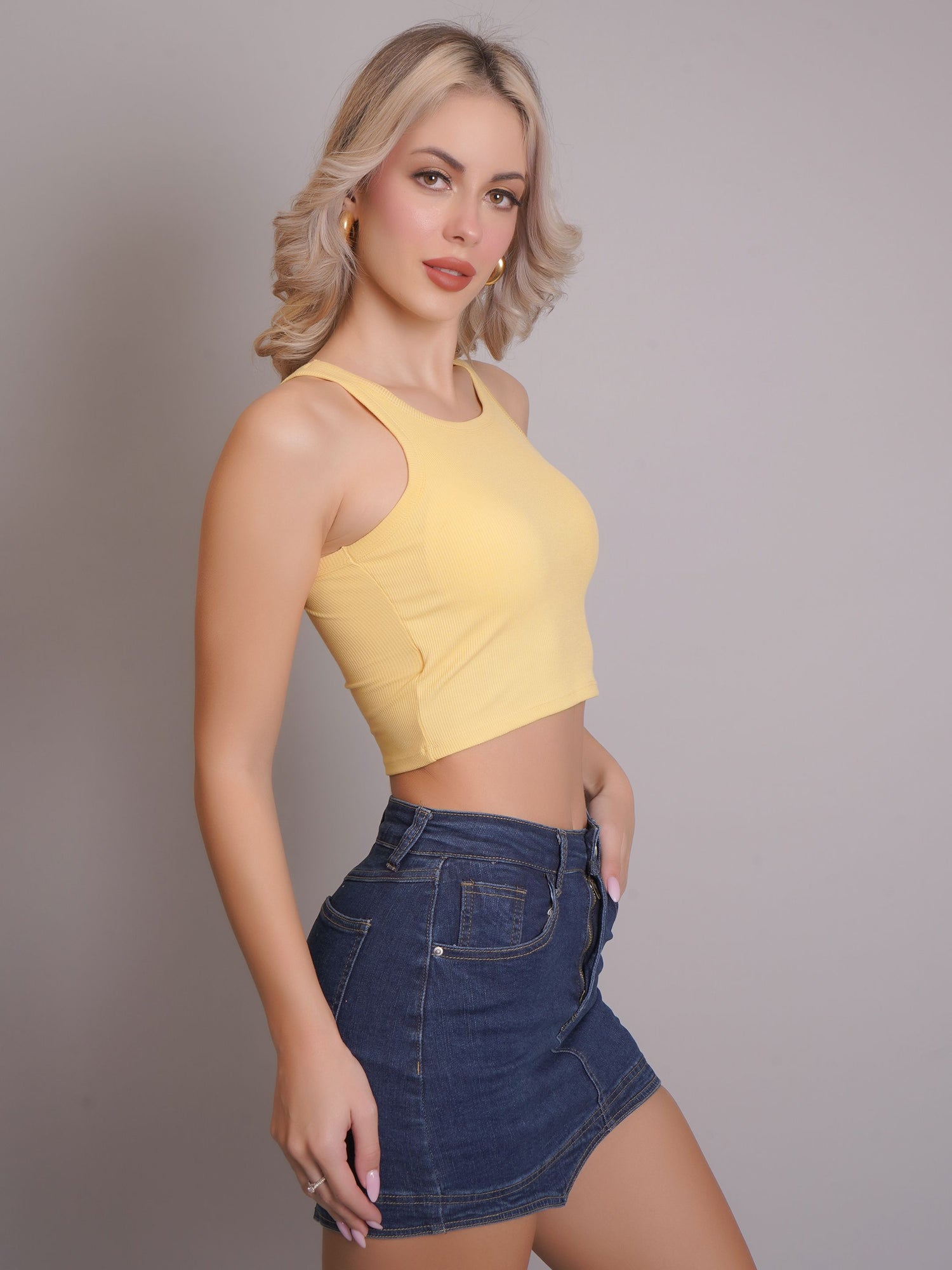 Padded Ribbed Crop Top