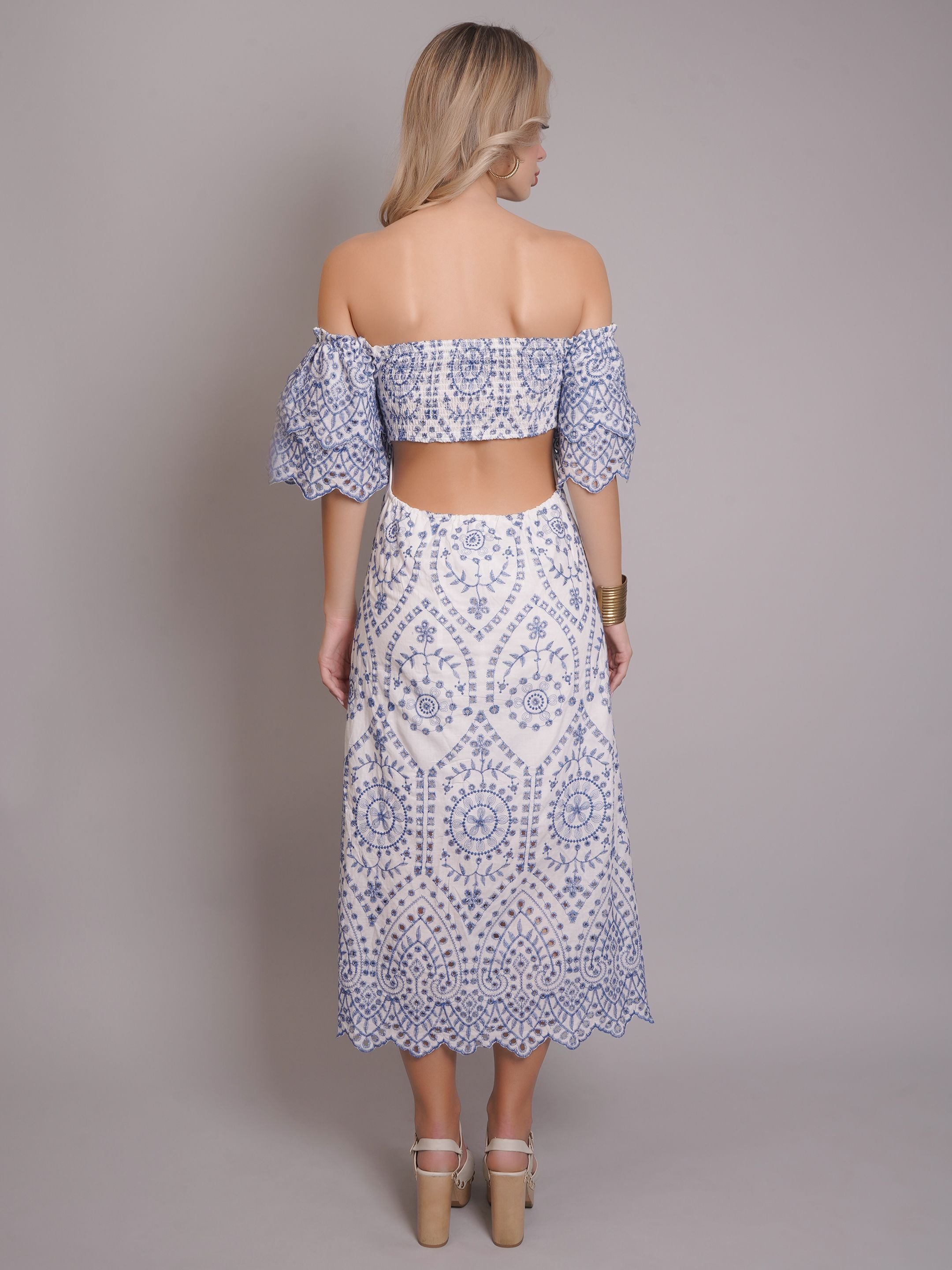 Off-Shoulder Embroidered Dress