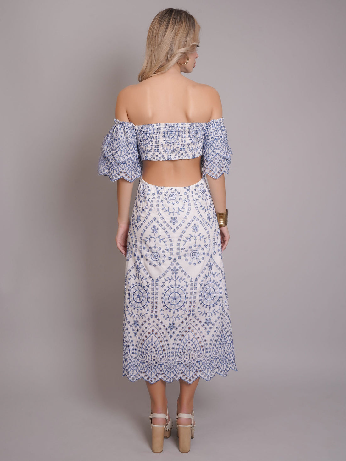 Off-Shoulder Embroidered Dress