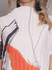 Printed Pleated Midi Dress